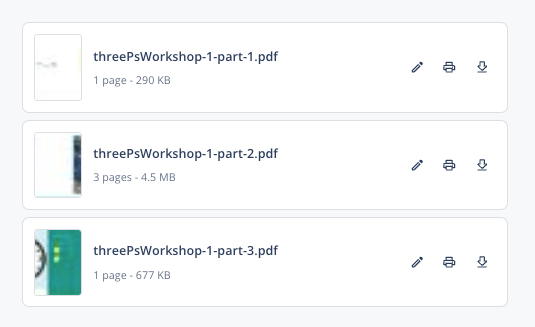 A screenshot showing PDF files split with Quillbot's Split PDF tool