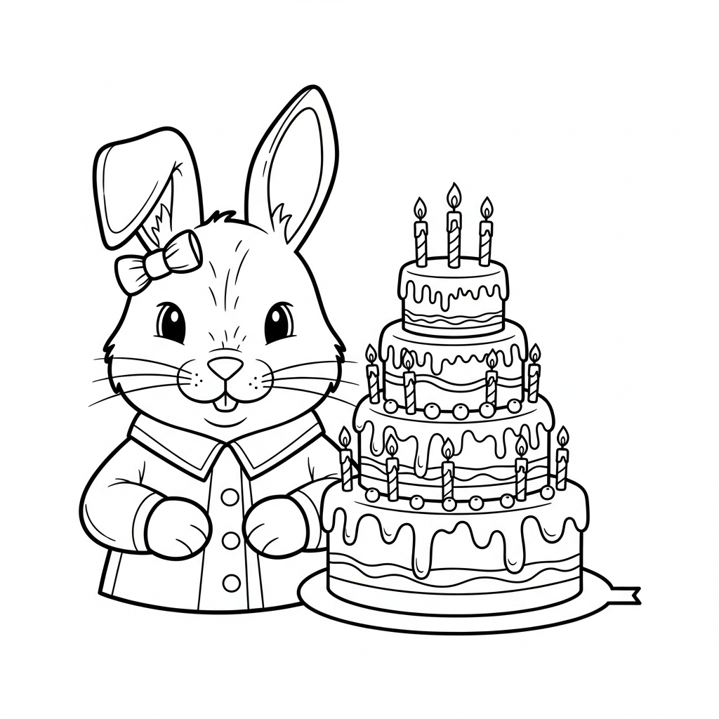 coloriage lapin anniversaire