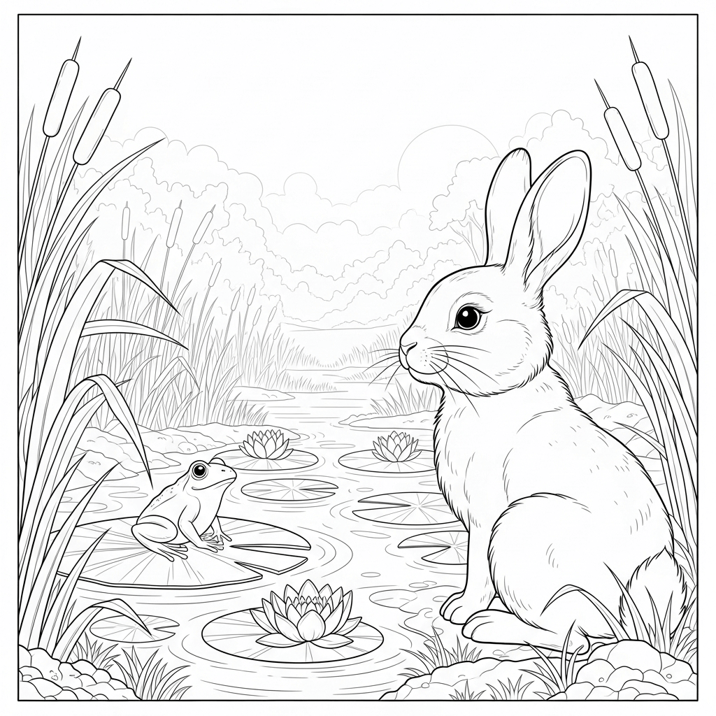 coloriage lapin grenouille
