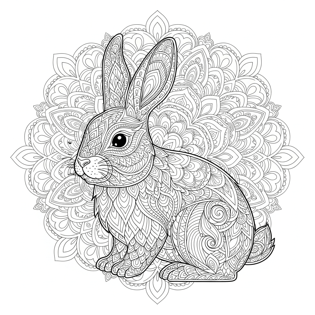 coloriage lapin mandala adulte