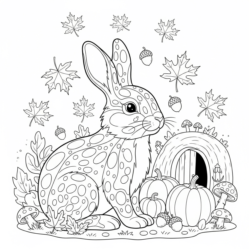 coloriage lapin mandala automne