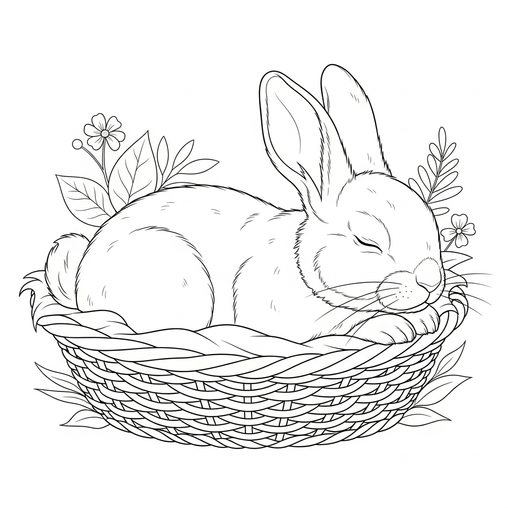 coloriage lapin qui dort