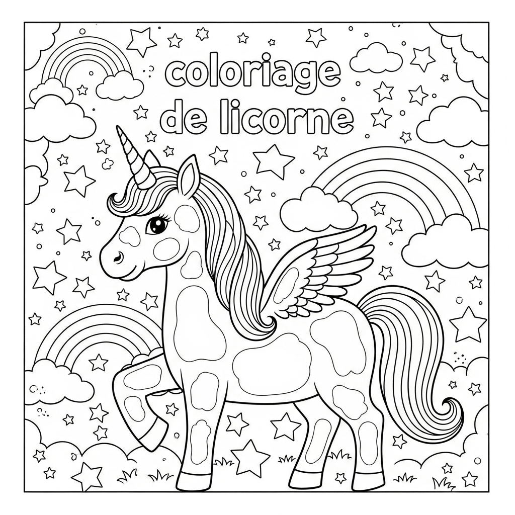 coloriage licorne pour enfants