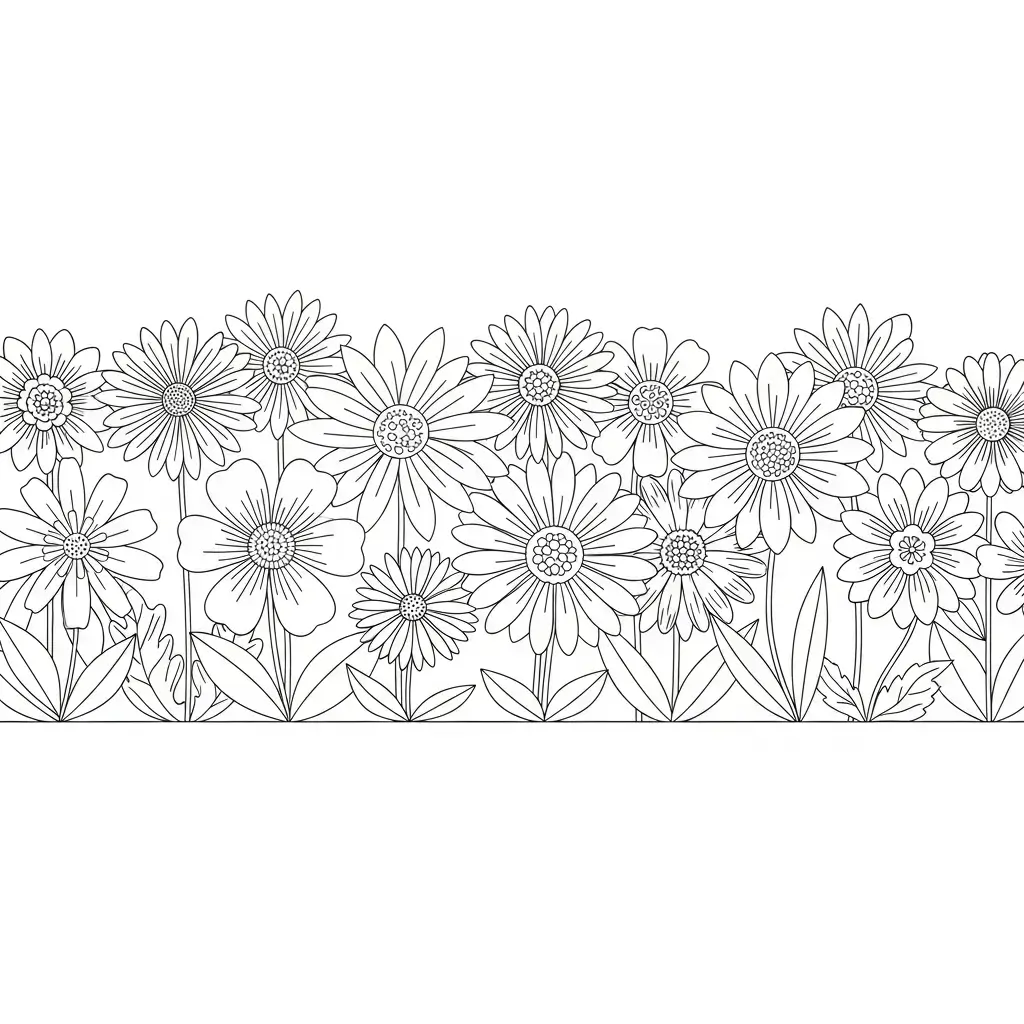 coloriage champ de fleurs