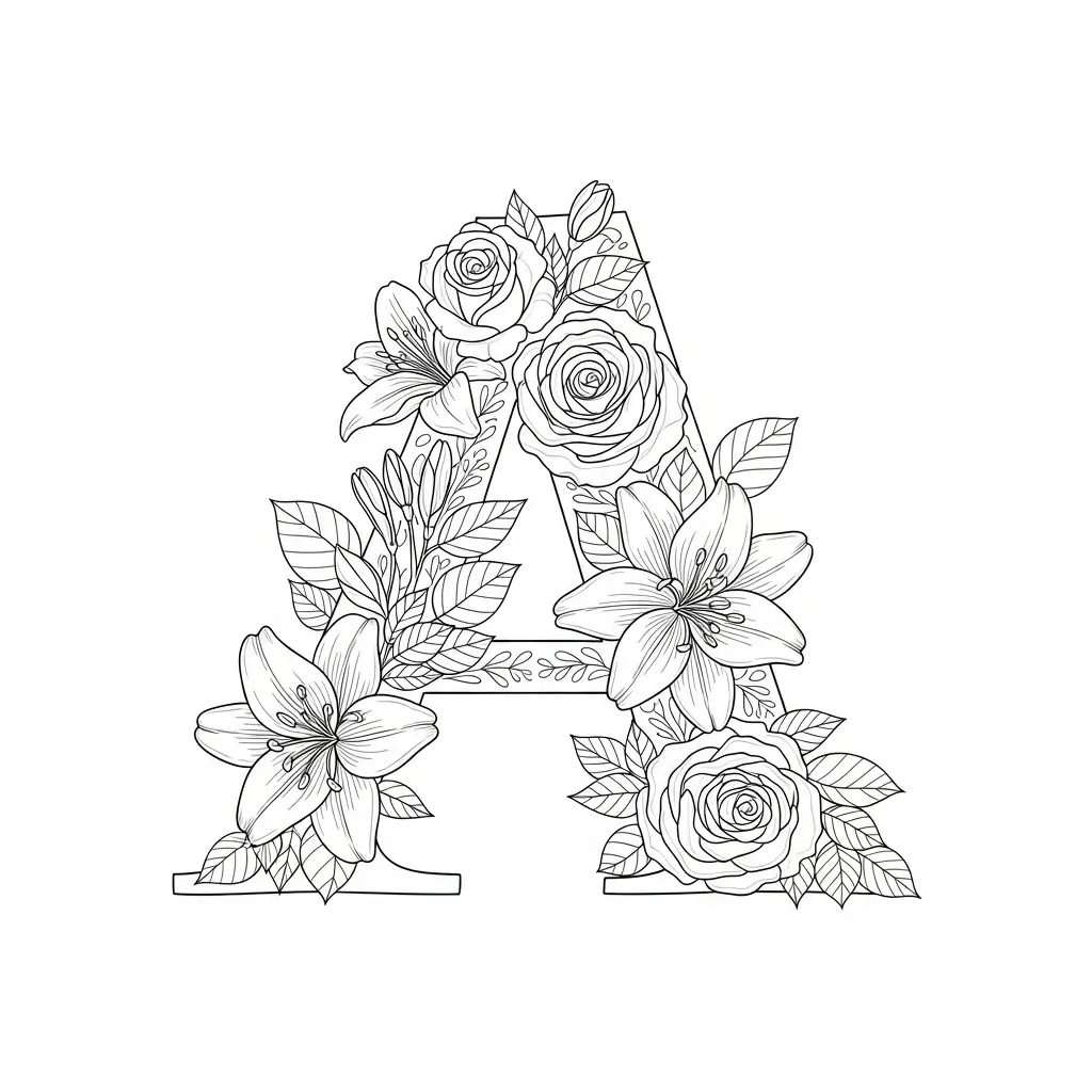 coloriage fleur lettre a