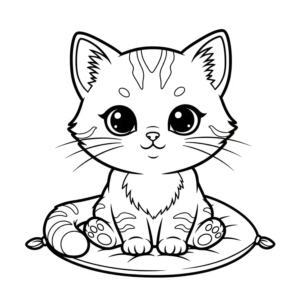 coloriage chat coussin