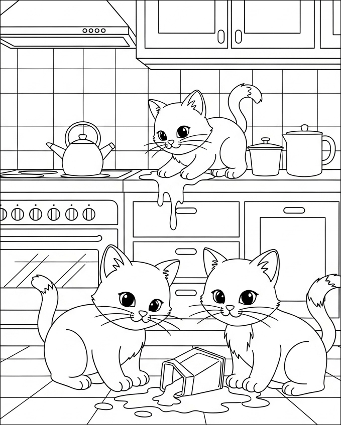 coloriage chat cuisine