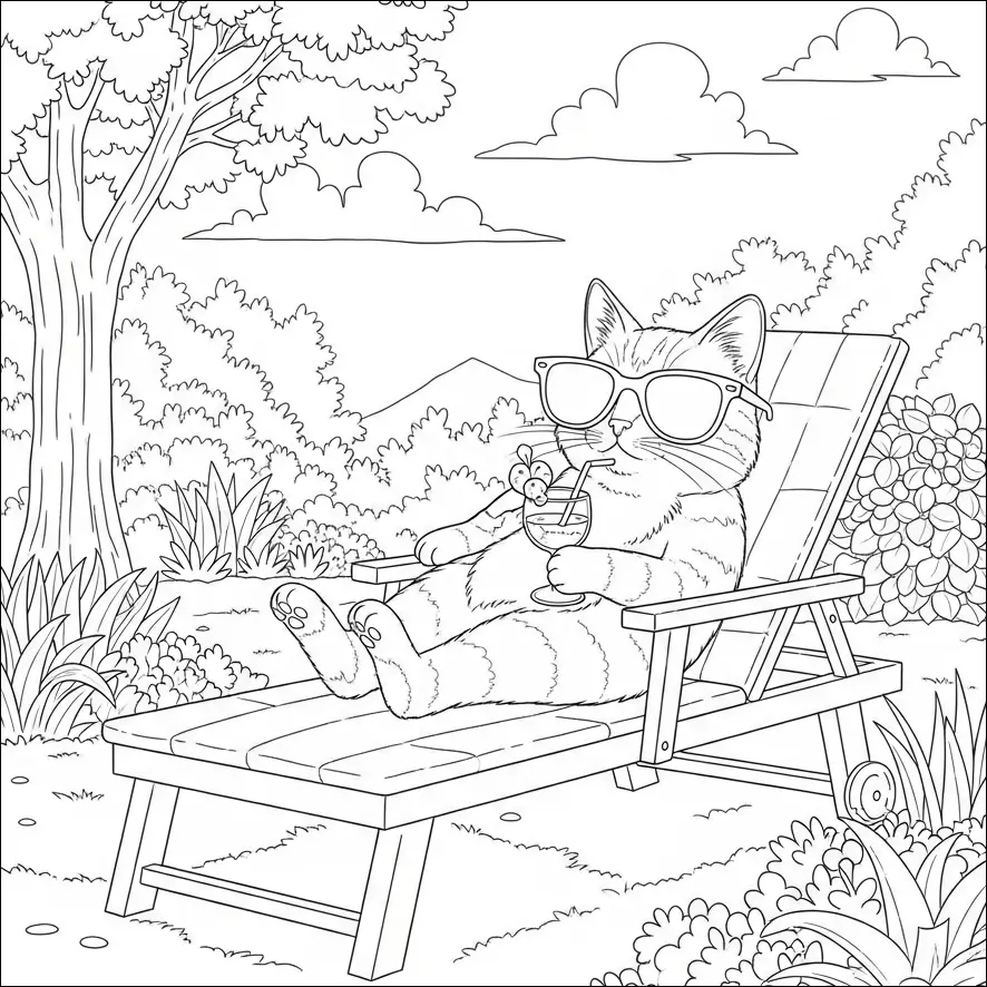coloriage chat drole