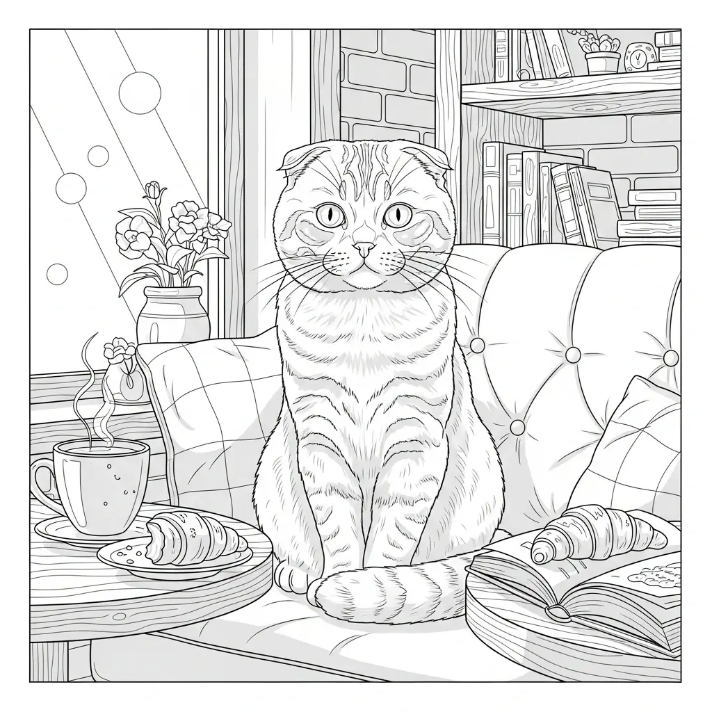 coloriage chat scottish fold