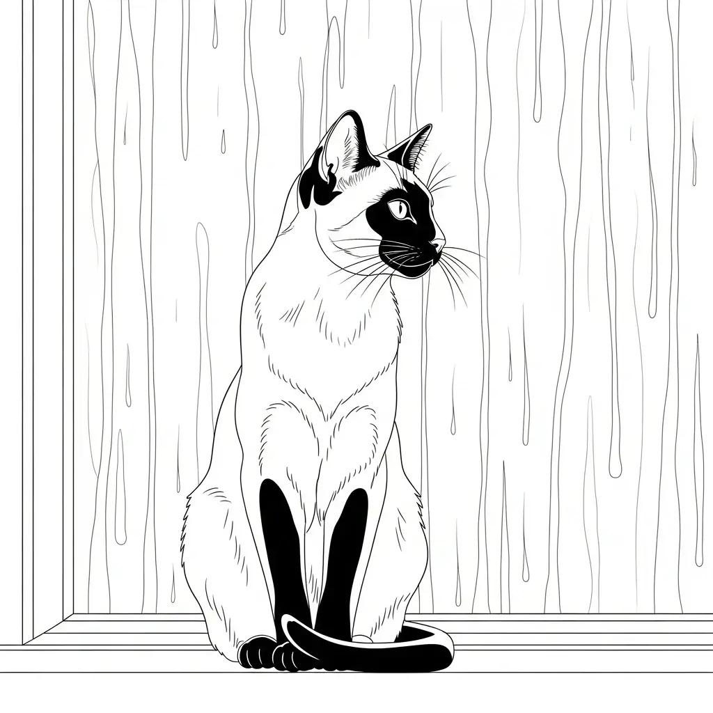 coloriage chat siamois