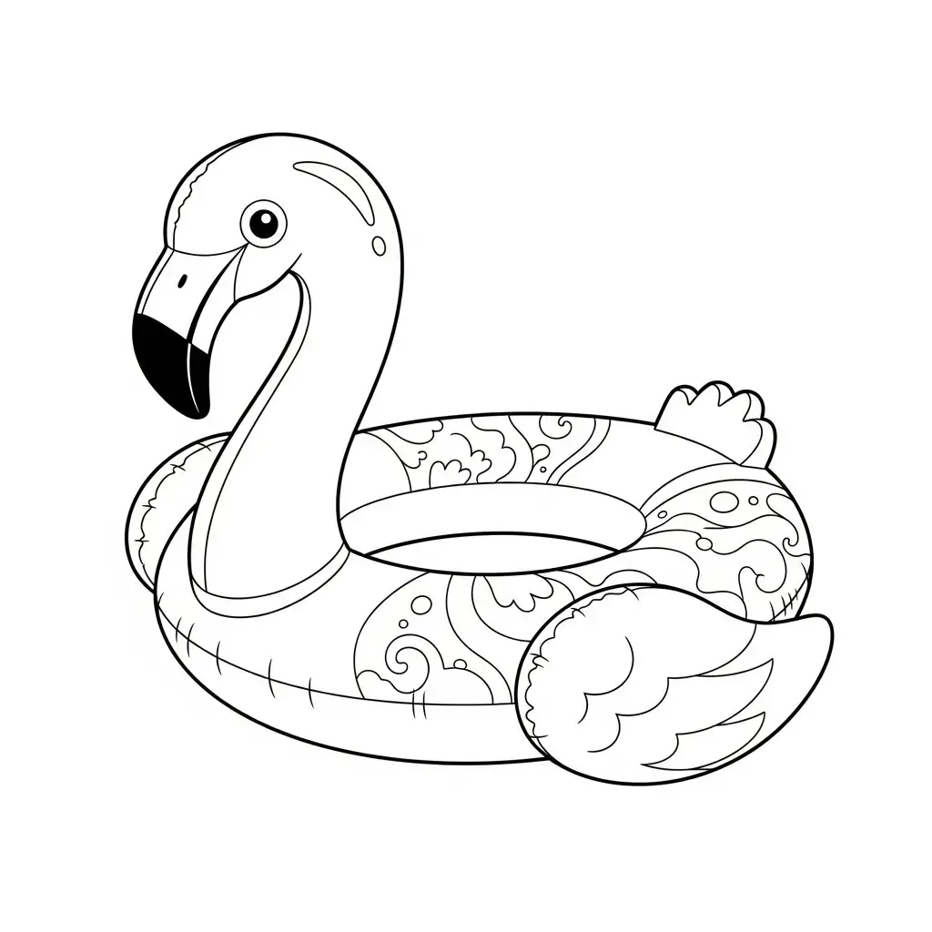 coloriage plage bouee flamant rose enfant