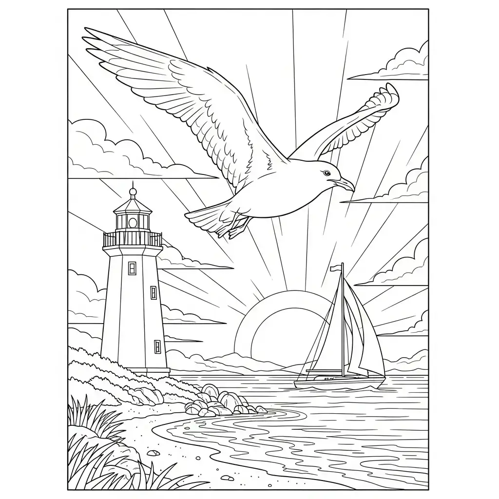 coloriage plage bretonne