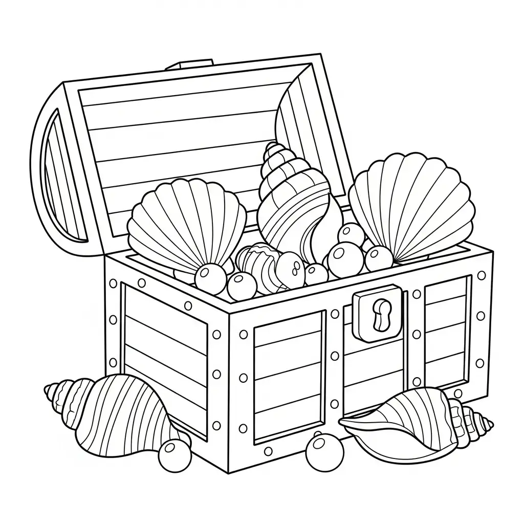 coloriage plage coquillages tresor