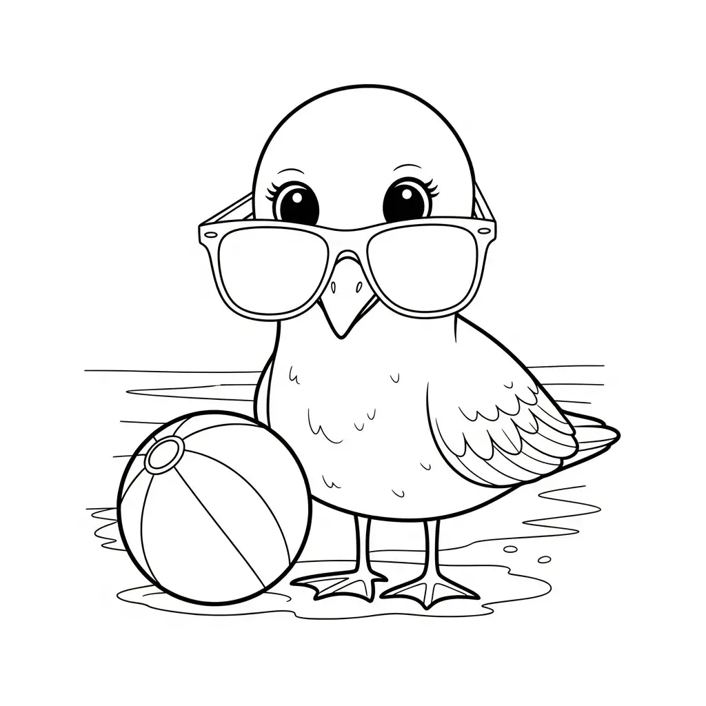 coloriage plage mouette rigolote